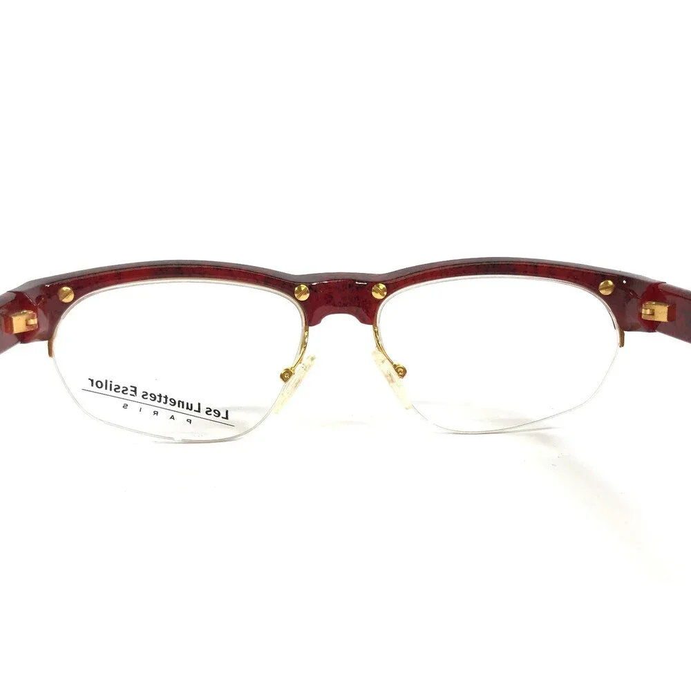 Vintage Les Lunettes Essilor Eyeglasses Frames 089 62 003 Red Half Rim 57-16-130